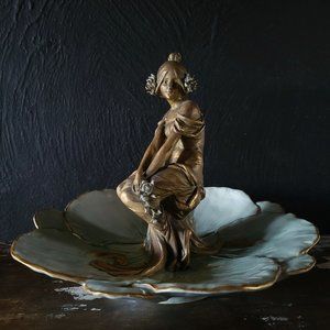 Antique Austrian Porcelain Art Nouveau Woman Centerpiece Raoul Larche